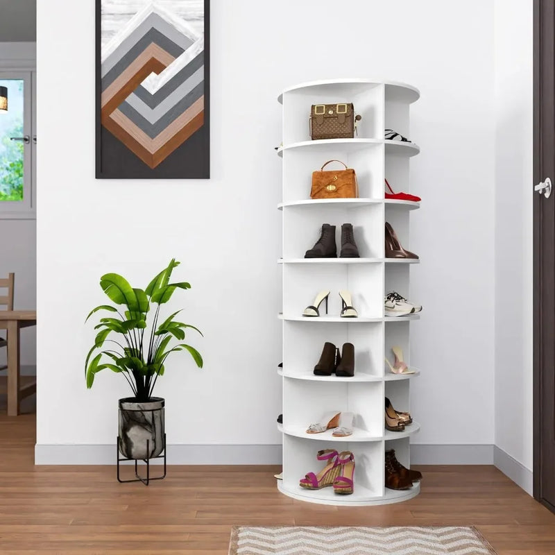 Shoe Rack 7-Tier Spinning, Free Standing Rotating Tower 360°