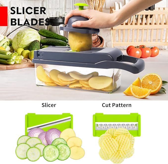 12 In 1 Manual Vegetable Chopper Kitchen Gadgets Food Chopper Onion Cutter Vegetable Slicer